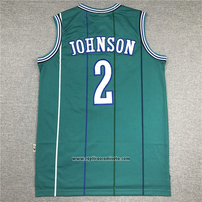 Camiseta Charlotte Hornets Larry Johnson #2 Hardwood Classics 1992-93 Verde